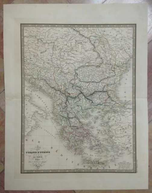 Greece Balkans 1837 Andriveau-Goujon Large Antique Map 19Th Century