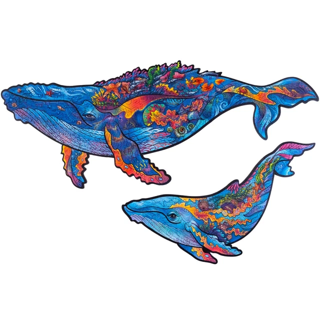 UNIDRAGON Wooden Puzzle Jigsaw, Milky Whales, (33 x 20 cm) 172 pcs, Medium