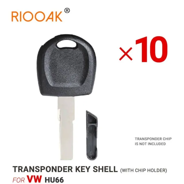 10pcs Transponder Key Shell Case For VW With Blade HU66 With Chip Holder