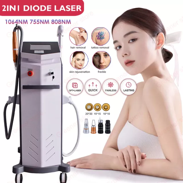 2IN1 Diode Laser IPL Pico+1064/808/755nm Hair Removal Tattoo Removal YAG Machine