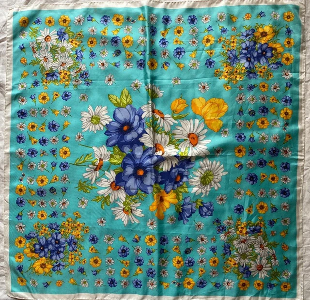Foulard Vintage En Soie LeRoy - Carré 90cm X 90cm, Couleur Marron, Occasion En Très Bon état