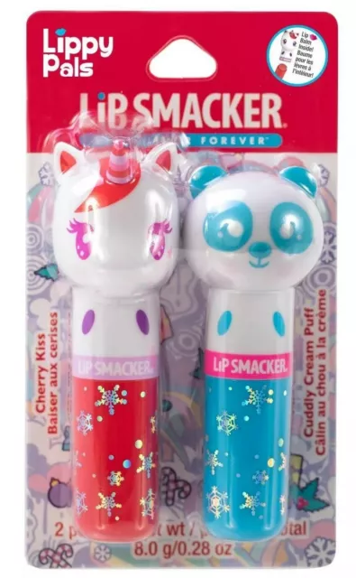 Lip Smacker Lippy Pal Holiday Lip Balm Duo Cherry Kiss & Cuddly Cream 0.14 Oz.