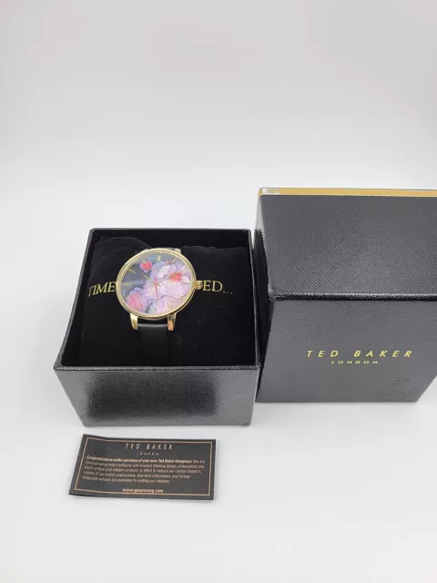 Ted Baker Women’s Flower Dial Black Leather Band Watch TEC0025019 ($180 MSRP)