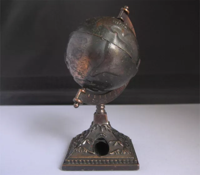 Vintage hand made miniature metal globe / pencil sharpener (#1)