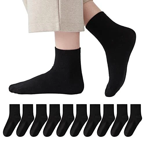Women Cotton Crew Socks,10-Pairs Thin Casual Dress Socks for