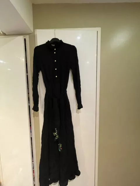 VIVETTA black maxi shirt dress embroidered belt new! New with tags