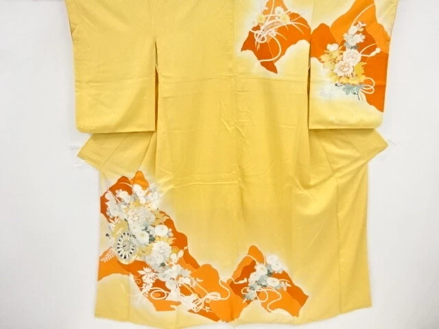 43533# Japanese Kimono / Antique Kimono / Floral Cart