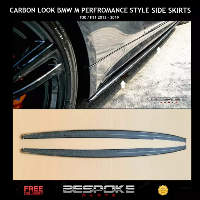 Bmw F30 F31 Carbon Look  M Performance Style Side Skirt Extension 2012-2019
