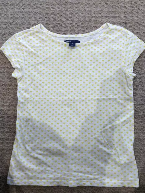 EUC Girls Size 8 White w Yellow Polka HEARTS T-shirts Top  Gap Kids Brand