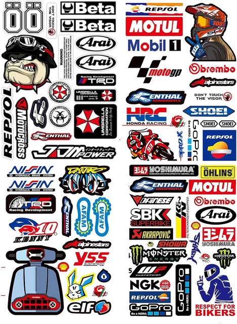 Kit Adesivi Moto 18 Pezzi - Sticker Motocross, Vinile Lucido, Impermeabile, Per Caschi E Veicoli - Foto 2