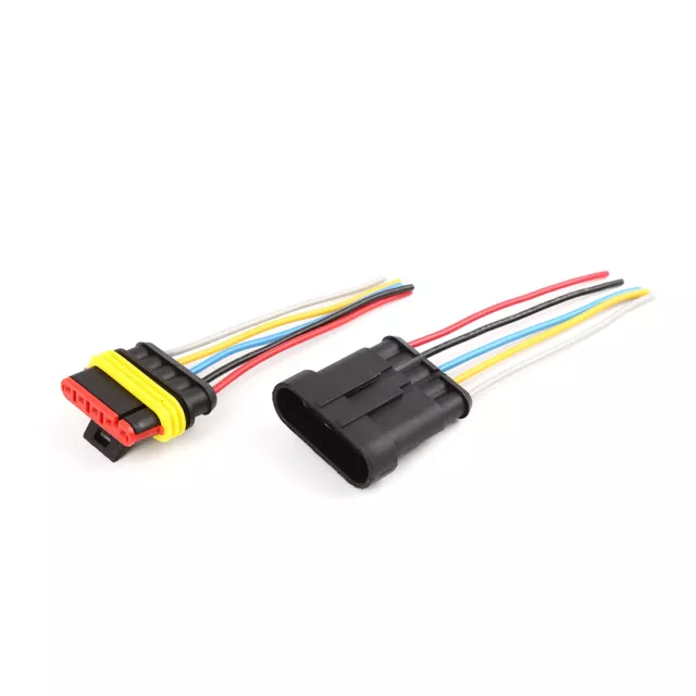 5uds Conectores Automotrices de Cable Eléctrico Impermeable para Coche de 5 Pin 3