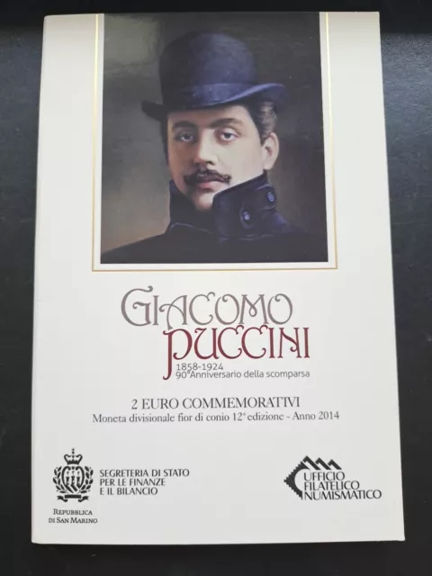 SAN MARINO - Giacomo Puccini,        2 Euro- Gedenkmünzen im Blister