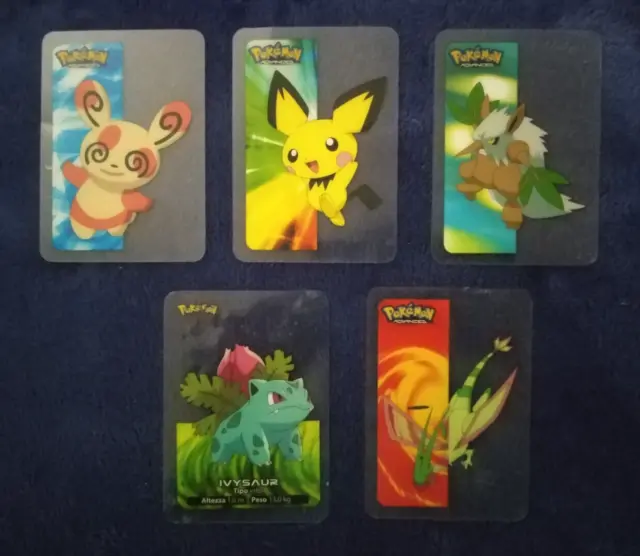 Pokémon Lotto 5 Carte Lamincards Vintage Rarissime Pichu Flygon Shiftry Cards
