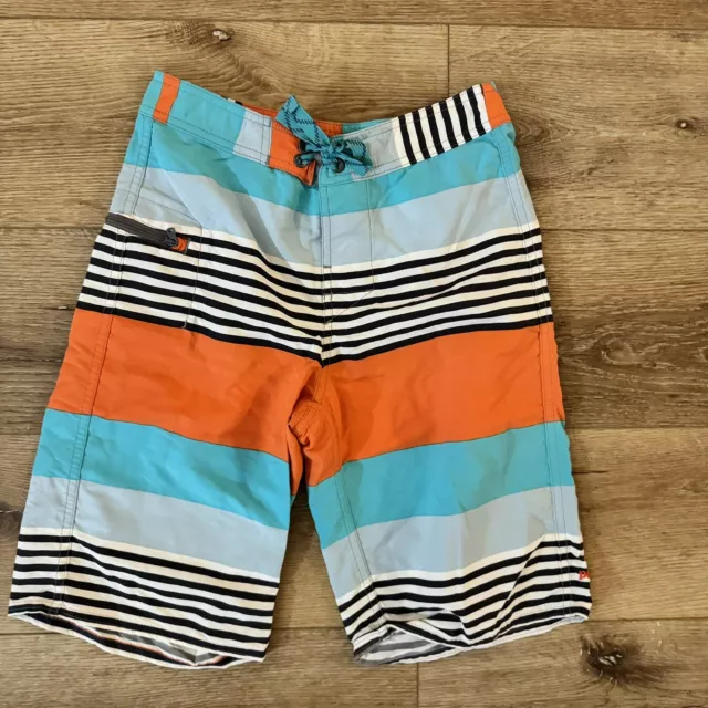 Patagonia Board Shorts Swim Trunks Boys Youth Stripe Size 12 Blue Orange