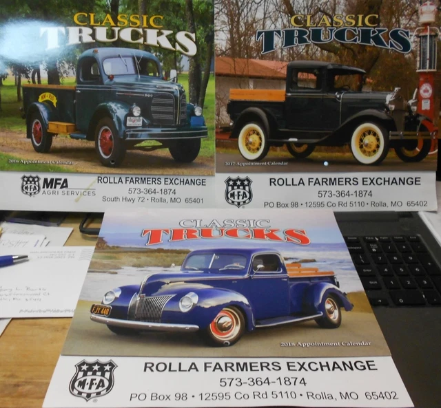 Lot of 3--CLASSIC TRUCKS Calendar, '16, '17, '18--Color, All different, Rolla, M