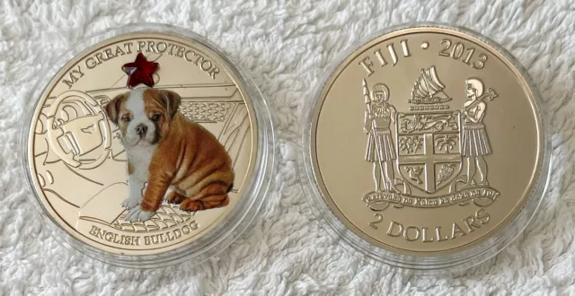 Rare Fiji English Bulldog .999 Silver Layered Coin - Add to Your Collection!
