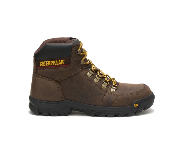 CATERPILLAR MEN'S OUTLINE STEEL Toe SEAL BROWN Comfort Work Boots