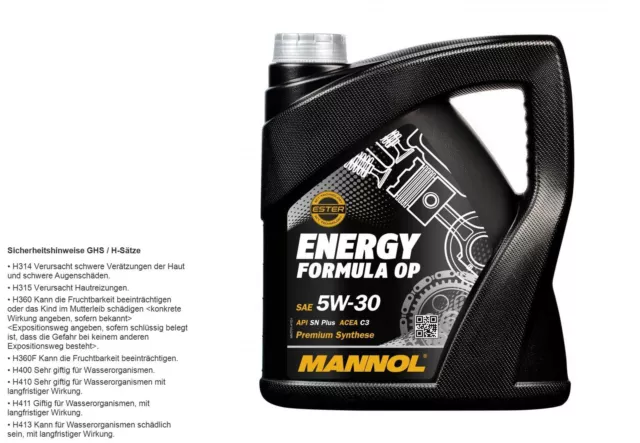 4 Litro mannol Energia 5W-30 Formula Op olio motore Api Sn Plus Acea C3 C2