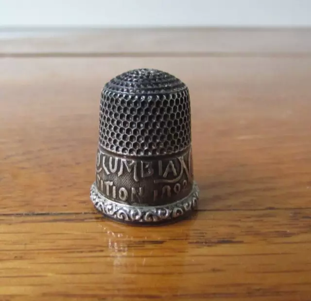 Antique 1892 Columbian World’s Fair Sterling Silver Sewing Thimble Simons Brothe