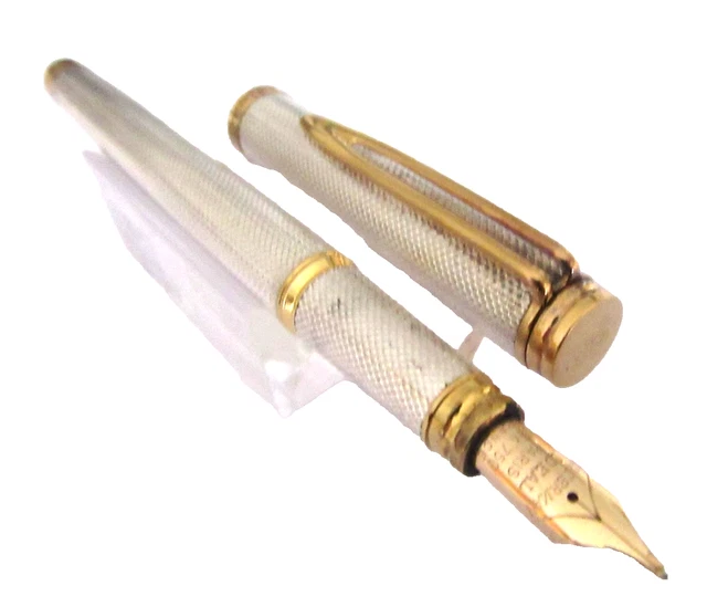 Stylo Plume Prestige WATERMAN Gentleman - Corps En Argent Massif Godronné - Plume En Or 18K - Occasion