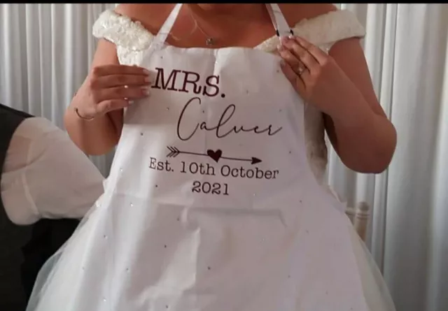 Personalised Wedding Apron - Bride/Groom Mr or Mrs apron Wedding Breakfast