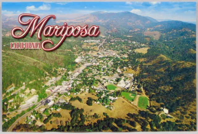 Aerial View of Mariposa California Postcard RPPC UNP