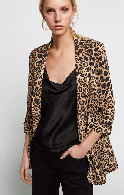 ZARA BROWN BLACK Beige Ladies Leopard Print Blazer Jacket Size Large 16  Bnwt £26.00 - PicClick UK