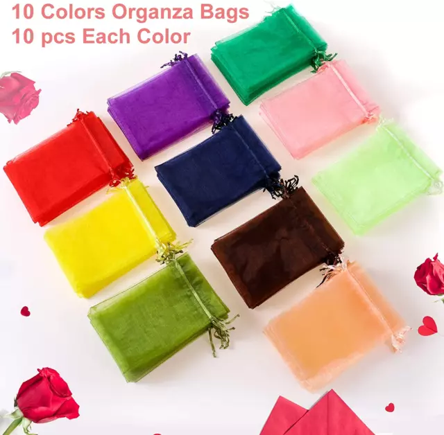 Bolsas de Organza de 4×6 Pulgadas 100 Bolsas de Regalo de Boda Con Cordón Nueva 3