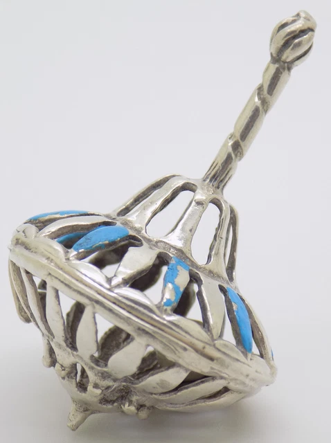 Vintage Italian Handmade Genuine Silver Spinning Top REAL LIFE SIZE Figurine