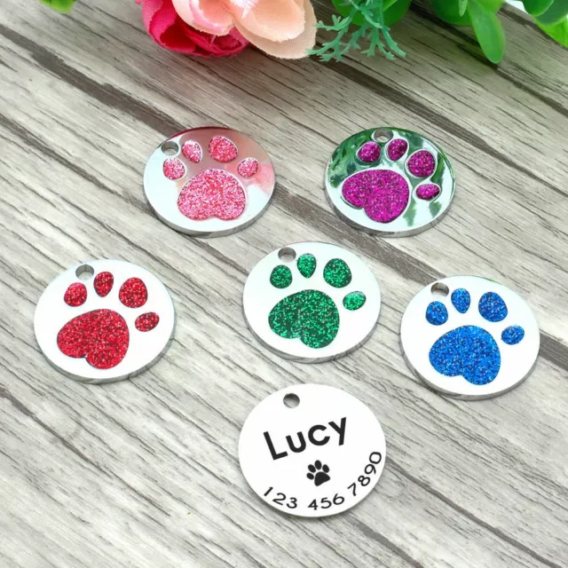 KOSTENLOSE GRAVUR Hundeausweis/Katze ID Namensschild Disc personalisiert Welpe Haustier IDTags