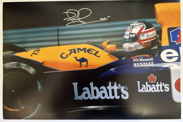 Nigel Mansell F1 1992 Iconic Signed 18 x12in Photo Signing proof Williams