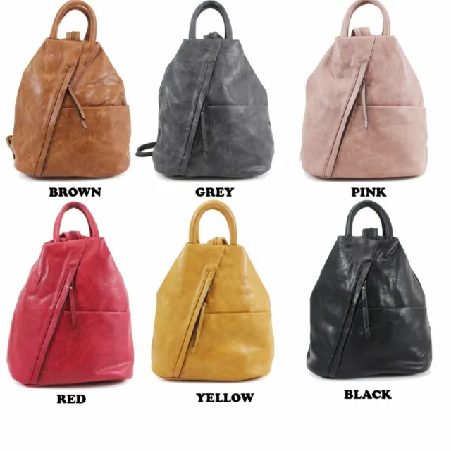 New Ladies Women Faux Leather Soft Travel Backpack Girls College School Rucksack