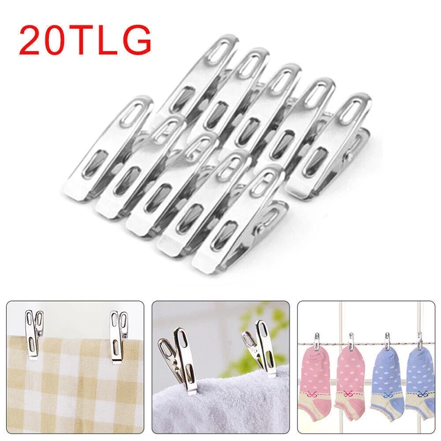 20 Stück Edelstahl Wäscheklammern Winddicht Metall Klammern Wäscheklammer Clamp