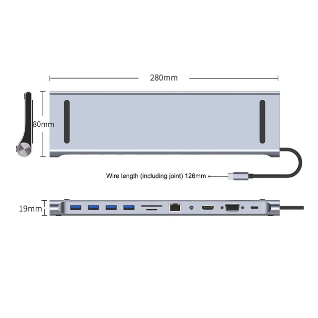 11 in 1 USB C To HD PD 100W Adapter Fit for MacBook iPad Pro 11 12.9 iPad AUS 3