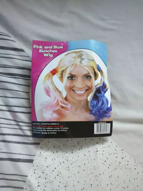 Bunches Pigtail Wig TV Movie Pink and Blue Blonde Character Adult Fancy Dress