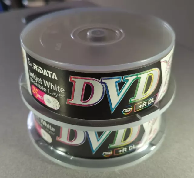 RiDATA 8X Blank DVD+R DL 8.5GB White Inkjet Printable QTY 40