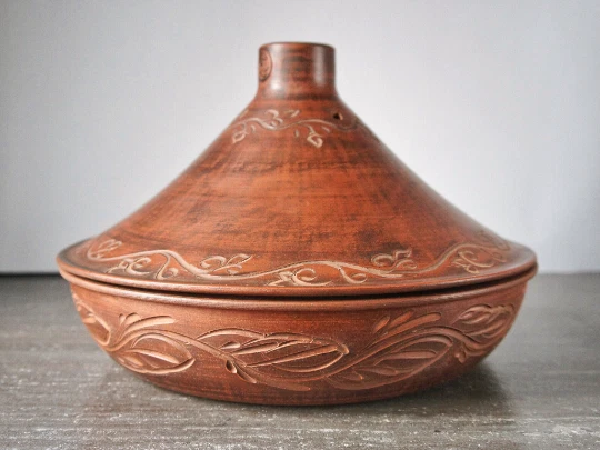 Cooking Tagine Pot Tajine Handmade Unglazed Clay Cook Pot 12" 3,17 qt / 3000 ml