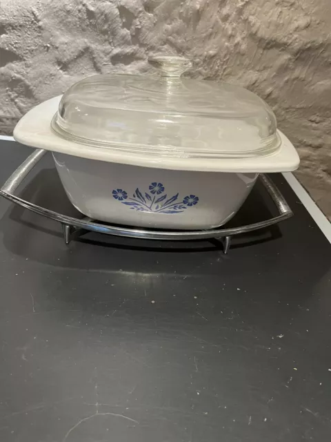 Vintage Corning Ware Blue Cornflower P-34-B Casserole Dutch Oven W Lid 4 Quart