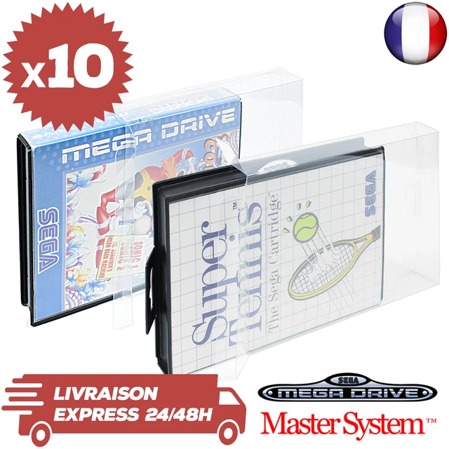 10 Boitiers Protection Crystal Box Jeux Megadrive Master System MD 0,3 mm Neufs