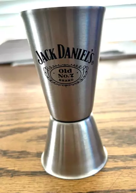 Jack Daniels Old No 7 Brushed Stainless Steel DOUBLE COCKTAIL JIGGER SHOT GLASS