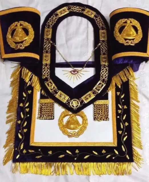 Masonic Grand Master Apron Collar & Cuff's Matching Purple