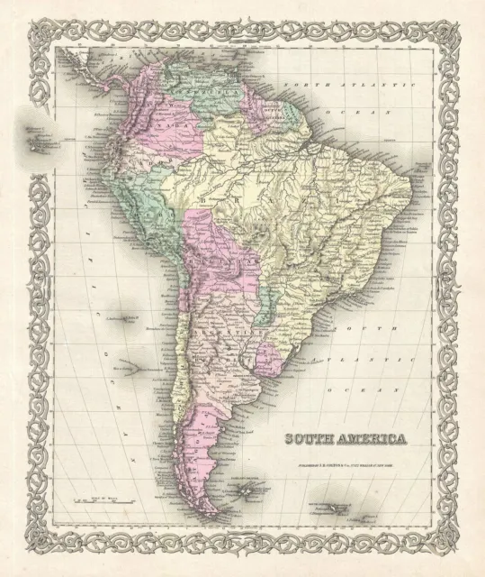 1856 Colton Map of South America