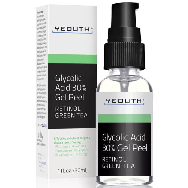 Gel Exfoliante Facial de Ácido Glicólico | Contiene Retinol y Té Verde | Ideal p