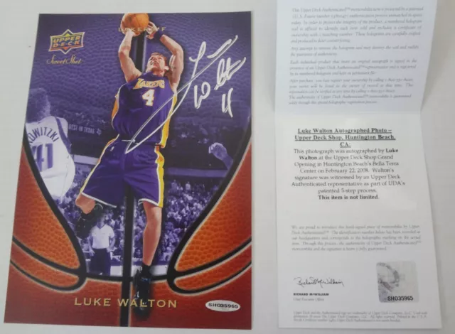 Luke Walton Signed 7 1/2 x 10 Picture UDA Lakers Autograph Upper Deck Auto