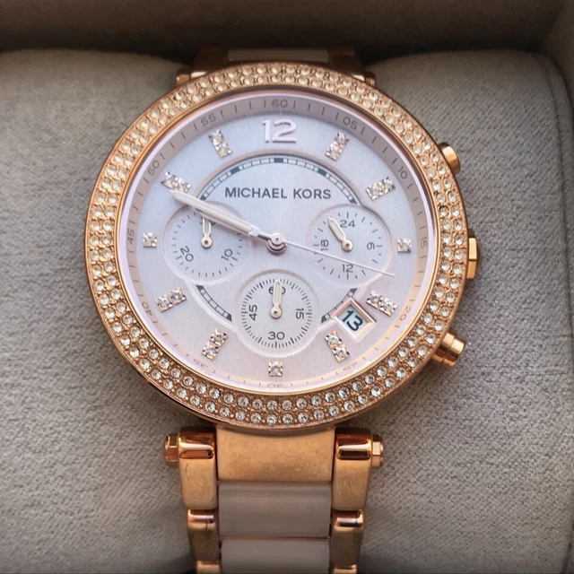 Ladies michael kors parker sales chronograph watch rose gold mk5896