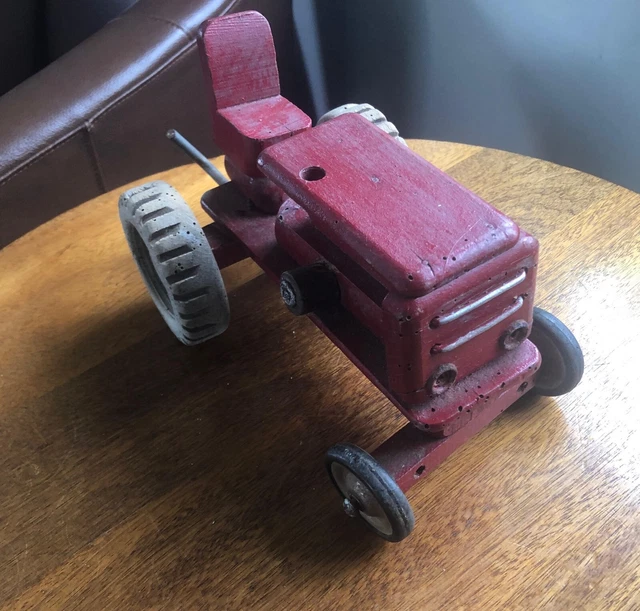 Ancien Jouet en Bois DEJOU Tracteur