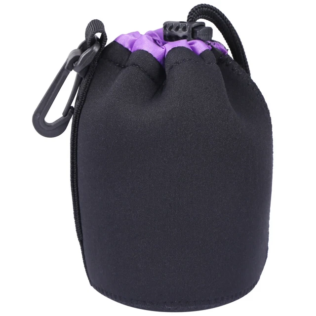 Neoprene Camera Lens Pouch Drawstring Waterproof Shockproof Soft Bag (M) 2