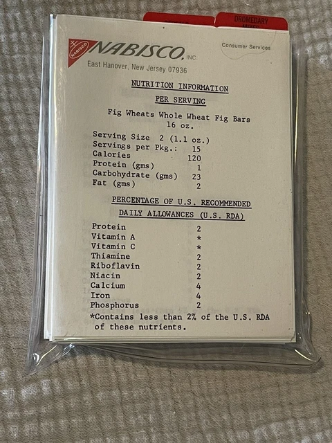 Vintage Nabisco Nutrition Information Fact Cards For Cereal Lot Of Over 150