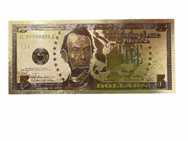 5 dollar bill 22 K Gold Lincoln Commemorative ￼in Plastic holder