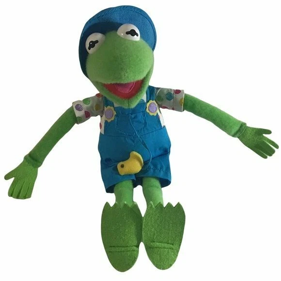 Kermit Frog Jim Hensons Muppets Stuffed Animal Plush Felted Yellow Bird Hat 1993